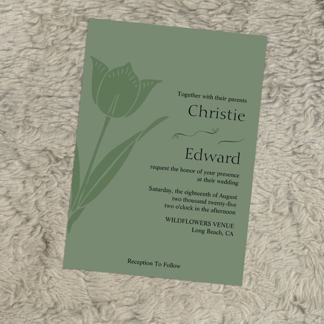 Convites para Casamento Verde de Tulip Sage (Criador carregado)