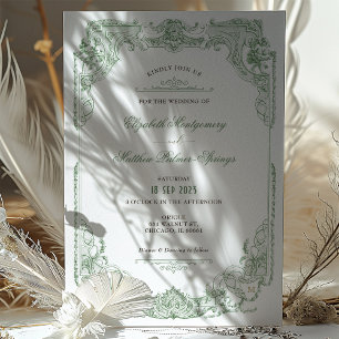Convites para Casamento Verde do Victorian Royal S