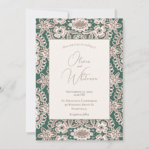 Convites para Casamento Verde Rustic Lace