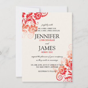 Convites para Casamento Vermelho de Sala Clássica