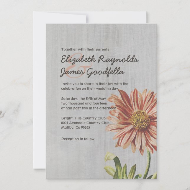 Convites para Casamento Vintage Aster (Frente)