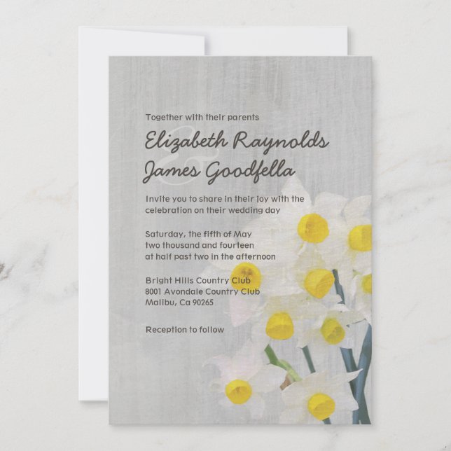 Convites para Casamento Vintage Jonquil (Frente)