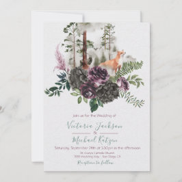 Convites para Casamento Woodland Watercolor Fox Fo