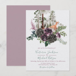 Convites para Casamento Woodland Watercolor Fox Fo