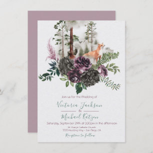 Convites para Casamento Woodland Watercolor Fox Fo