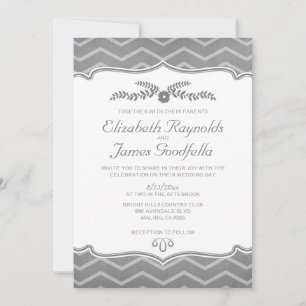 Convites para Casamento Zigzag Cinzas