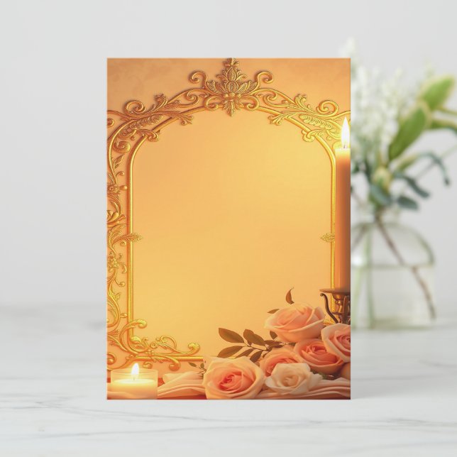 convites para casamentos, design de folha de ouro, (Em pé/Frente)