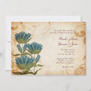 Convites para Casamentos vintage de Flores Azuis