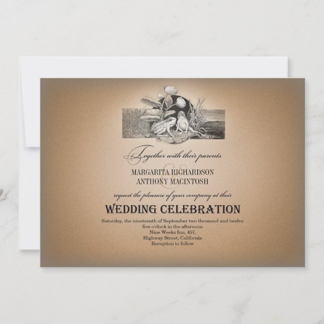 convites para casamentos vintage românticos de con (Frente)