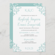 Convites para casamentos vintage | Turquesa leve —