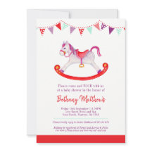 convites para cavalos de balanço azuis chás de fra