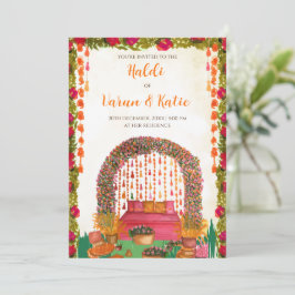 convites para cerimônia de Haldi em casamento hind