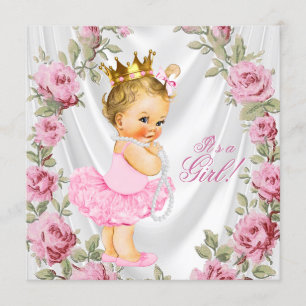 Convites para Chá de Bebê da Princesa Rosa
