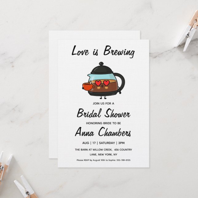 convites para chá de noiva love is brewing (Frente/Verso In Situ)