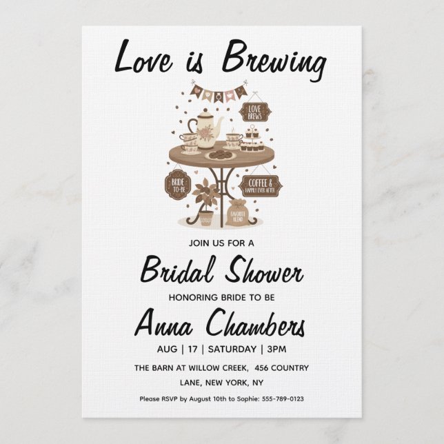 convites para chá de noiva love is brewing (Frente)