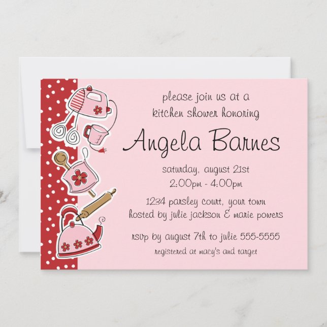 Convites para Chás de casamento da Cozinha Retro (Frente)