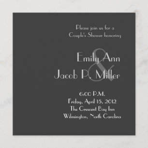 Convites para Chás de Monograma de Cinzas Moderna