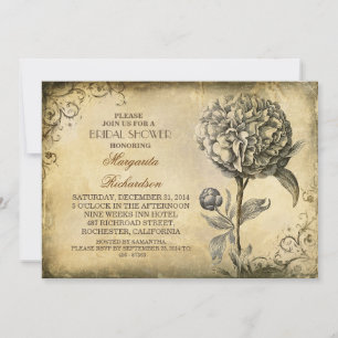 convites para chás de panela de vintage com peony 