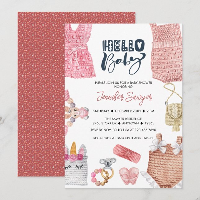 Convites para Chás para chás de fraldas para bebês (Frente/Verso)