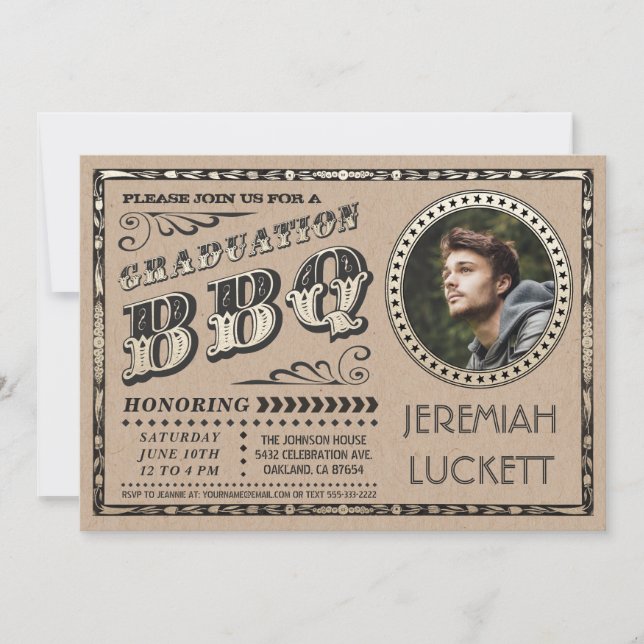 Convites para CHURRASCO de Graduação | Foto person (Frente)
