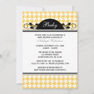 Convites para Chuva de Bebês Amarelo-Branco