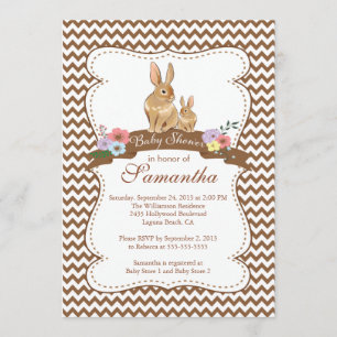 Convites para Chuveiro De Bebês De Coelho Bonito
