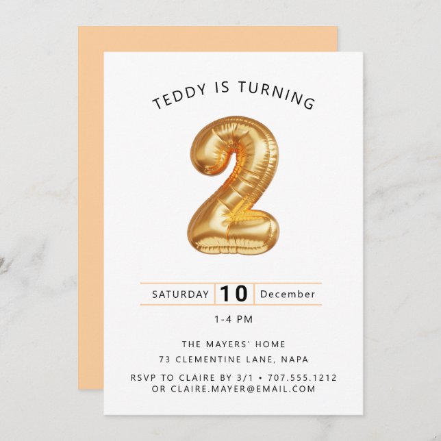 Convites Para cima, para fora! Par de segundo aniversário d (Frente/Verso)