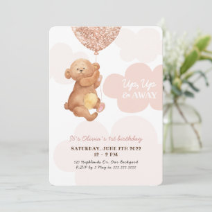 Convites Para Cima, Para Fora, Urso De Teddy, Nuvens Rosa,