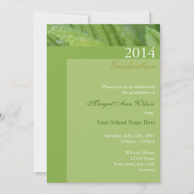 Convites para comemoração de folha verde. (Frente)