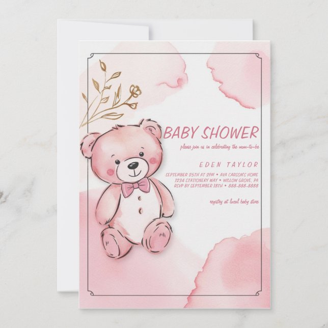 Convites para duches de bebês de ursos de água cor (Frente)