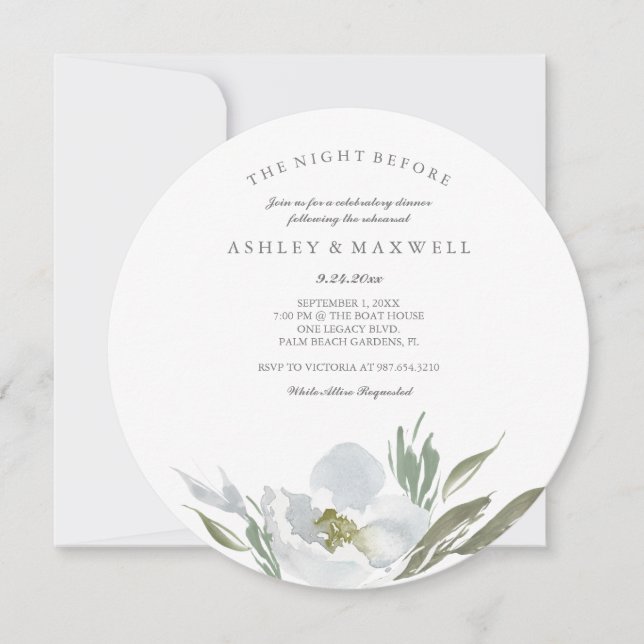 Convites para ensaio Aquarela Verde e Branco (Frente)