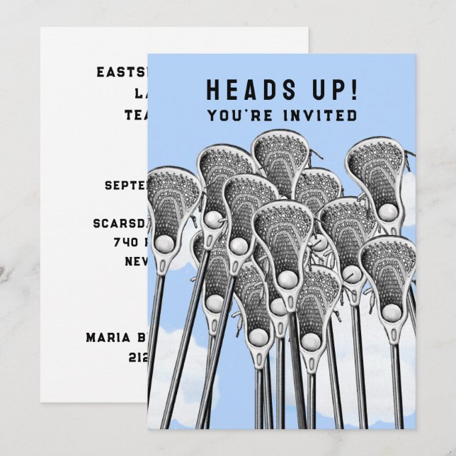 Convites para Evento de Equipe de Lacrosse (Frente/Verso)