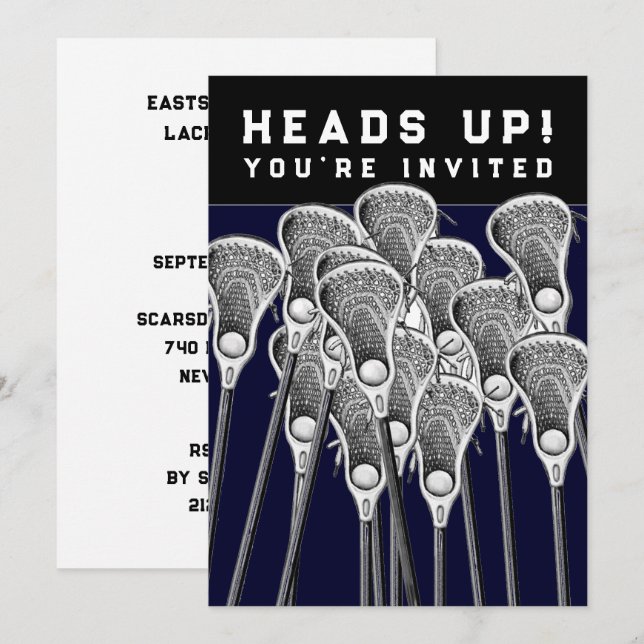 Convites para Eventos da Equipe de Lacrosse (Frente/Verso)