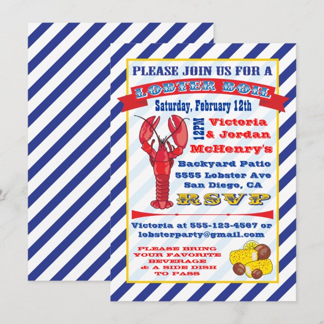 Convites para fervura de lagosta (Frente/Verso)