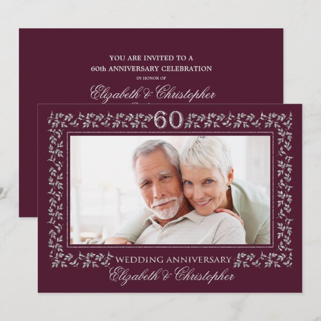 Convites para Festa de 60 Anos de Casamento (Frente/Verso)