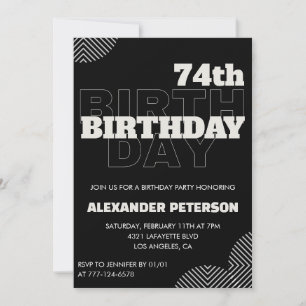 Convites para festa de 74 anos de homens negros