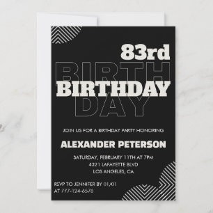 Convites para festa de 83º aniversário de homens n