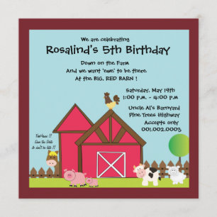 Convites para Festa de aniversário de Barnyard - 