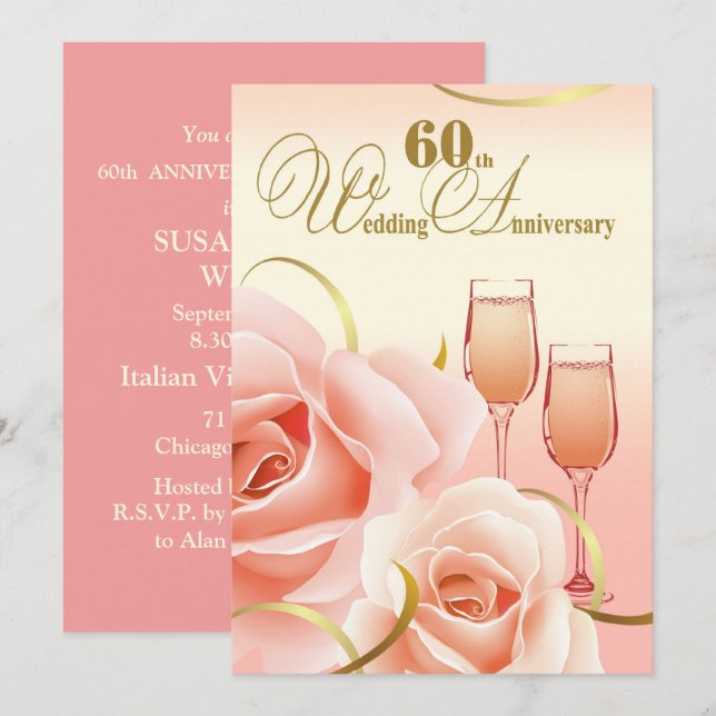 Convites para festa de aniversário de casamento de (Frente/Verso)