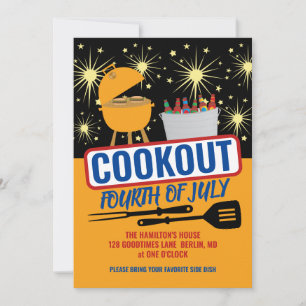 Convites para Festa de Churrasco de 4 de Julho