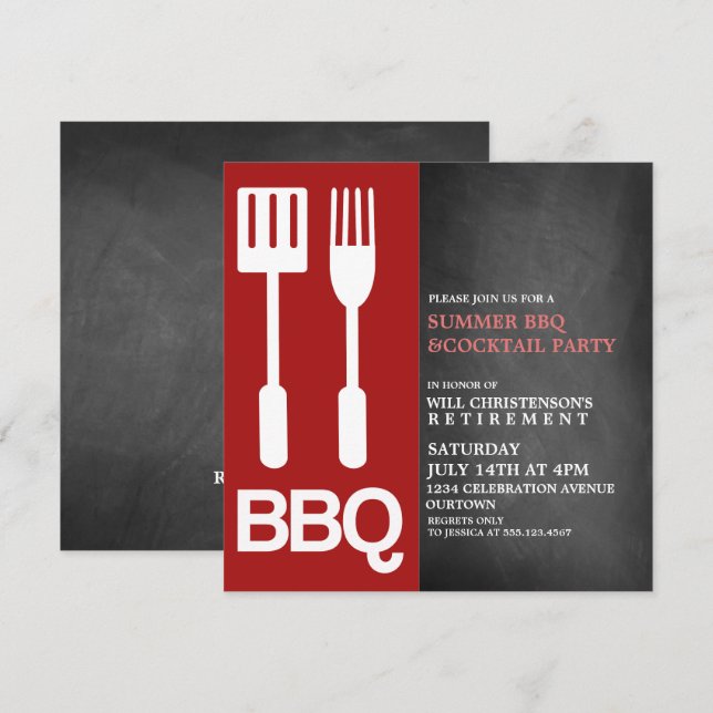 Convites para Festa de Churrasco de Verão (Frente/Verso)