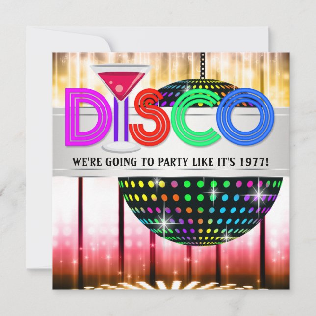 Convites para Festa de Dança Disco de Cocktail (Frente)