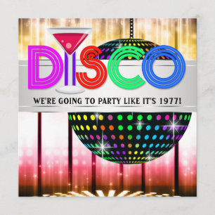 Convites para Festa de Dança Disco de Cocktail
