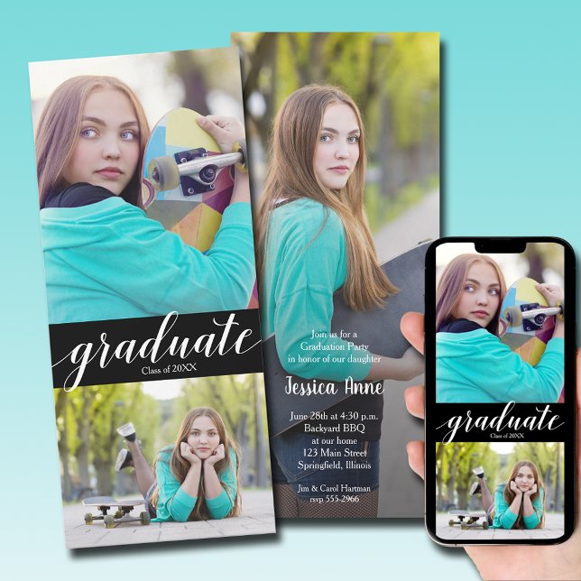 Convites para Festa de formatura de Fotografias Mú (Modern graduation photo party invitations - PRINTED and/or INSTANT DOWNLOAD)