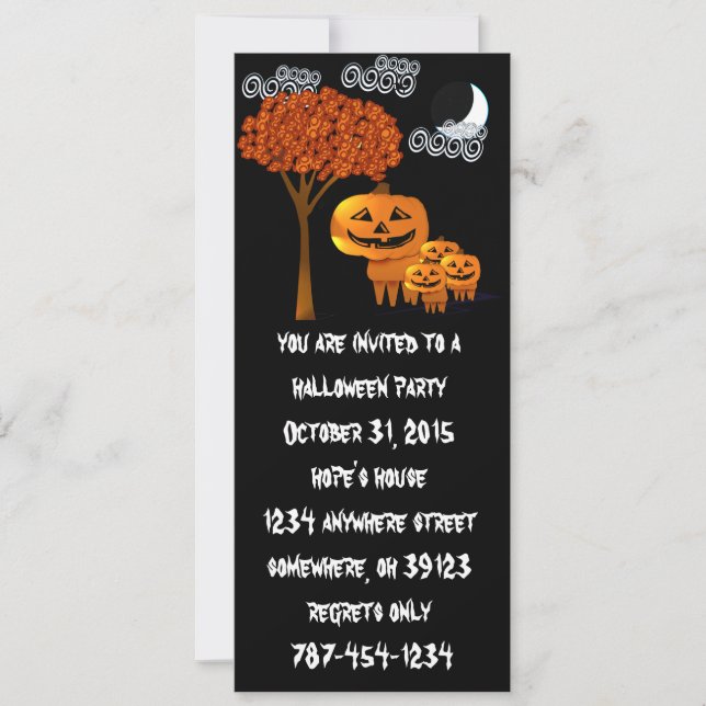 Convites para Festa de Halloween com Cabeça de Abó (Frente)