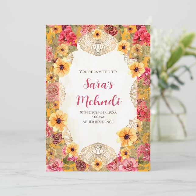Convites para festa de Henna & convites para festa (Em pé/Frente)