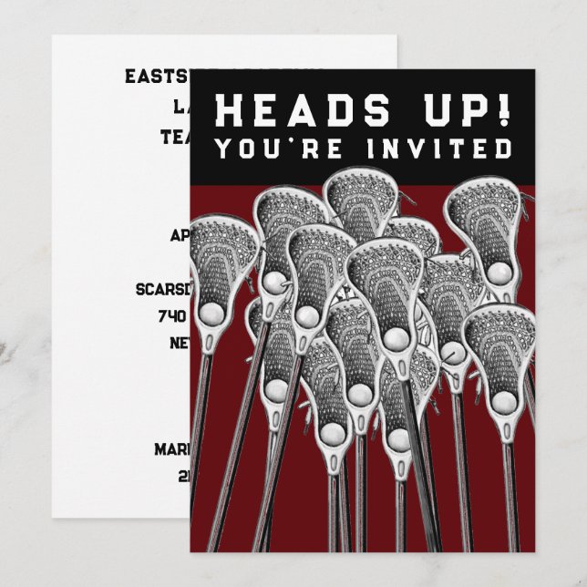 Convites para Festa de Lacrosse (Frente/Verso)