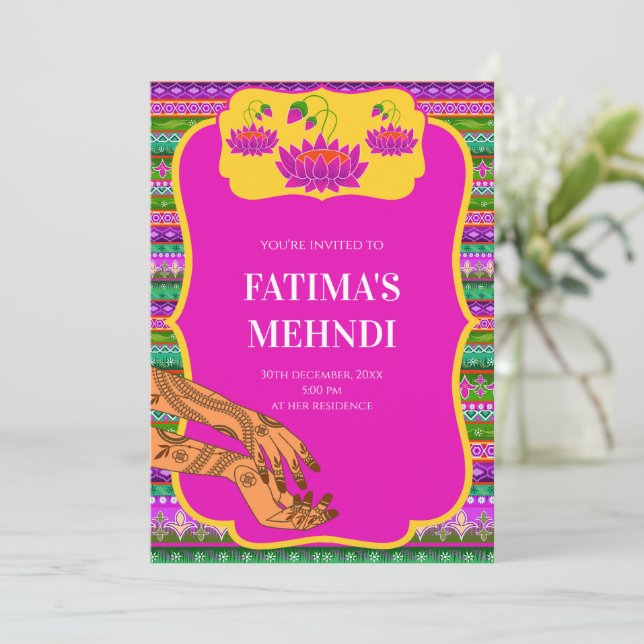 Convites para festa de Mehndi & convites para fest (Em pé/Frente)