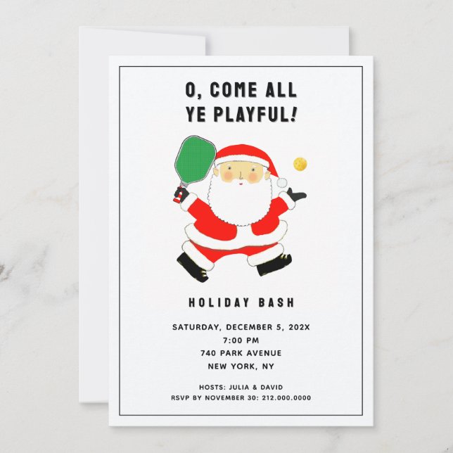 Convites para Festa de Natal de Pickleball (Frente)