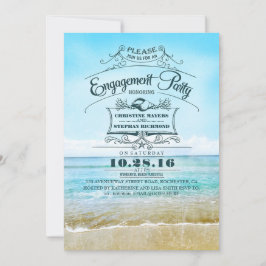 Convites para festa de noivado azul de praia